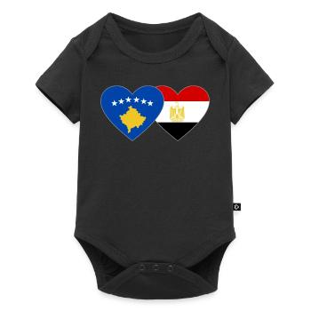 Kosovo Egypt Flag Heart - Baby Premium short-sleeve bodysuit - black - Front