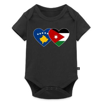 Kosovo Jordanie Drapeau Coeur - Body à manches courtes Premium Bébé - noir - Devant