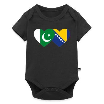 Pakistan Bosnie drapeau coeur - Body à manches courtes Premium Bébé - noir - Devant