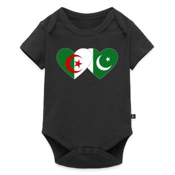 Algérie Pakistan Drapeau Coeur - Body à manches courtes Premium Bébé - noir - Devant