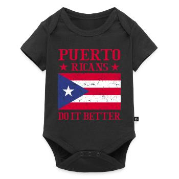 Puerto Rico Flagge | Puerto Ricaner Geschenkideen - Baby Premium Kurzarmbody - Schwarz - Vorne