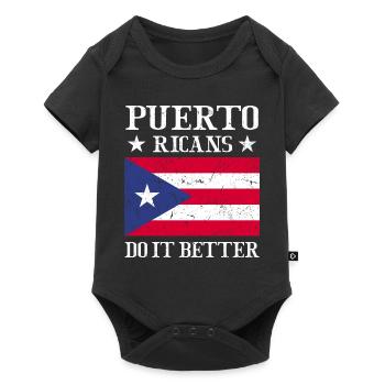 Puerto Rico Flagge | Puerto Ricaner Geschenkideen - Baby Premium Kurzarmbody - Schwarz - Vorne