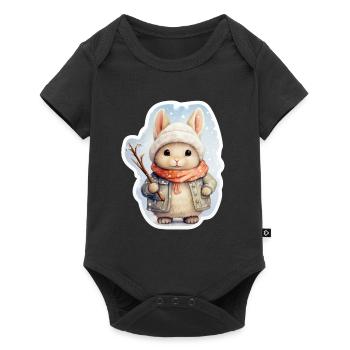 Lapin des neiges - Body à manches courtes Premium Bébé - noir - Devant