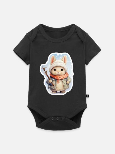 Schneehäschen - Baby Premium Kurzarmbody - Schwarz