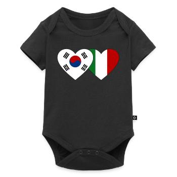 Corée du Sud Italie Drapeau Coeur - Body à manches courtes Premium Bébé - noir - Devant