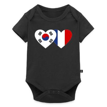 South Korea France Flag Heart - Baby Premium short-sleeve bodysuit - black - Front