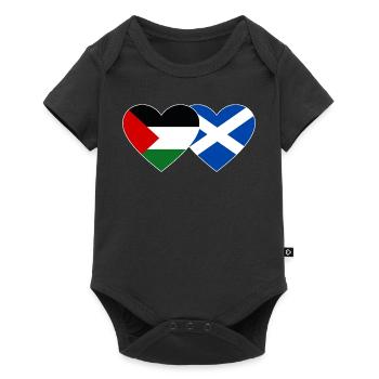 Palestine Ecosse drapeau coeur - Body à manches courtes Premium Bébé - noir - Devant
