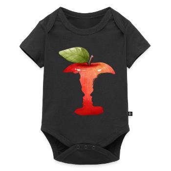 Silhouette des Apfelgesichts - Baby Premium Kurzarmbody - Schwarz - Vorne