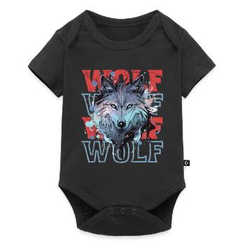 Loup loup tête mystique Nature sauvage sauvage Art - Body à manches courtes Premium Bébé - noir - Devant