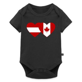 Coeur de drapeau Autriche Canada - Body à manches courtes Premium Bébé - noir - Devant