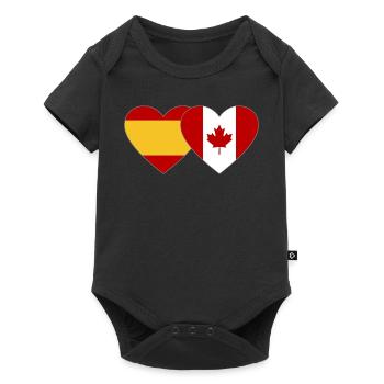 Coeur de drapeau Espagne Canada - Body à manches courtes Premium Bébé - noir - Devant