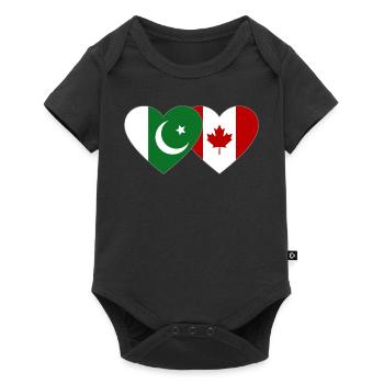 Coeur de drapeau du Pakistan Canada - Body à manches courtes Premium Bébé - noir - Devant