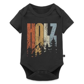 Holz - Wald - Brennholz - Schreiner Spruch - Baby Premium Kurzarmbody - Schwarz - Vorne