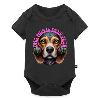 OMD THIS IS DEEP TECH -Cute Beagle with Headphones - Baby Premium short-sleeve bodysuit - black - Front