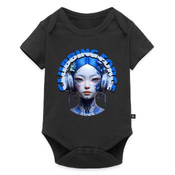 CLUBBING FORCE - Cool Woman with Headphones! - Baby Premium short-sleeve bodysuit - black - Front