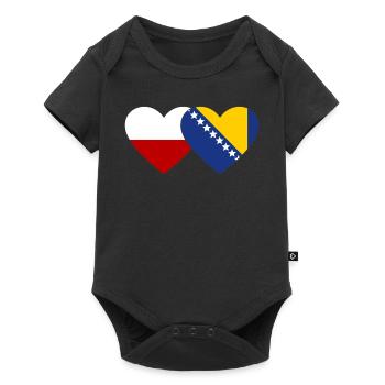 Poland Bosnia Flag Heart - Baby Premium short-sleeve bodysuit - black - Front