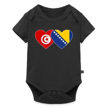 Tunisie Bosnie Drapeau Coeur - Body à manches courtes Premium Bébé - noir - Devant