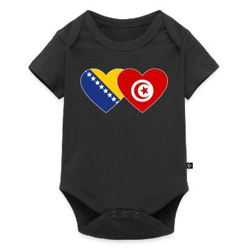 Bosnie Tunisie Drapeau Coeur - Body à manches courtes Premium Bébé - noir - Devant