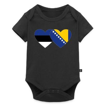 Estonie Bosnie Drapeau Coeur - Body à manches courtes Premium Bébé - noir - Devant