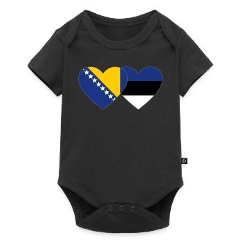 Bosnie Estonie Drapeau Coeur - Body à manches courtes Premium Bébé - noir - Devant