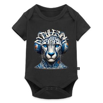 DJ RULES OK - Cool Cheetah with Headphones! - Baby Premium short-sleeve bodysuit - black - Front