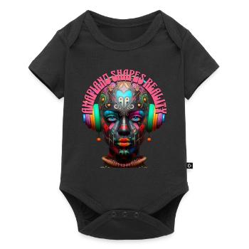 AMAPIANO SHAPES REALITY - Cool Woman & Headphones! - Baby Premium short-sleeve bodysuit - black - Front