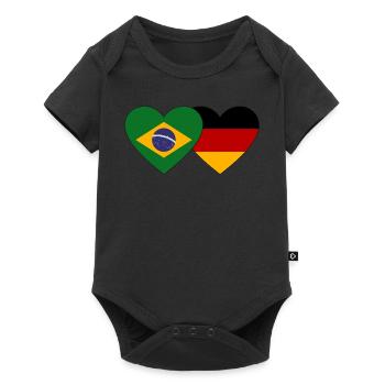 Brésil Allemagne Drapeau Coeur - Body à manches courtes Premium Bébé - noir - Devant