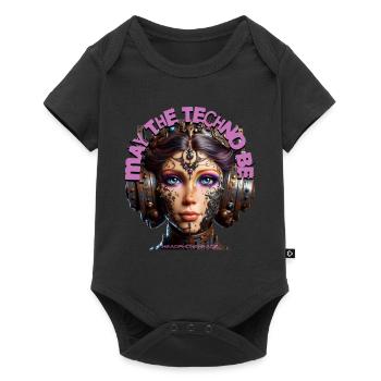 MAY THE TECHNO BE - Cool Woman with Headphones! - Baby Premium short-sleeve bodysuit - black - Front