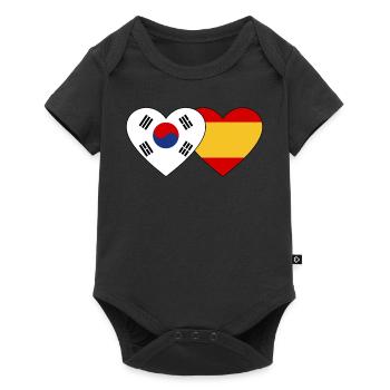 South Korea Spain Flag Heart - Baby Premium short-sleeve bodysuit - black - Front