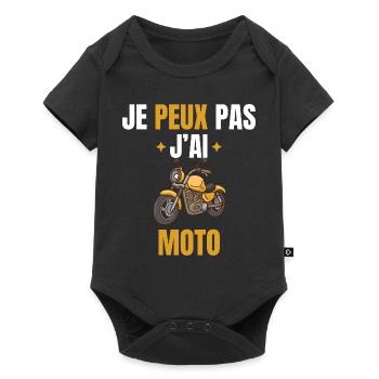 Je peux pas j'ai moto - Body à manches courtes Premium Bébé - noir - Devant