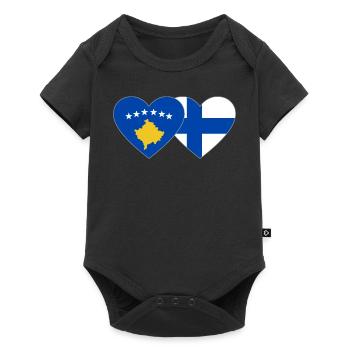 Kosovo Finlande Drapeau Coeur - Body à manches courtes Premium Bébé - noir - Devant