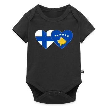 Finlande Kosovo Drapeau Coeur - Body à manches courtes Premium Bébé - noir - Devant