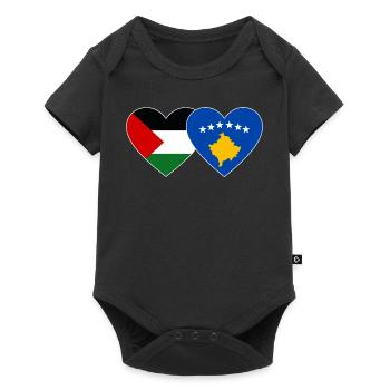 Palestine Kosovo drapeau coeur - Body à manches courtes Premium Bébé - noir - Devant
