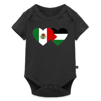 Mexique Palestine drapeau coeur - Body à manches courtes Premium Bébé - noir - Devant