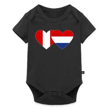 Pérou Hollande drapeau coeur - Body à manches courtes Premium Bébé - noir - Devant