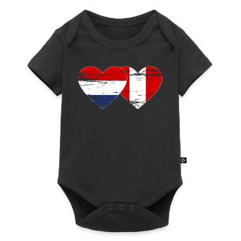 Hollande Pérou drapeau coeur utilisé - Body à manches courtes Premium Bébé - noir - Devant