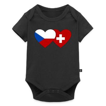 République tchèque Suisse drapeau coeur - Body à manches courtes Premium Bébé - noir - Devant