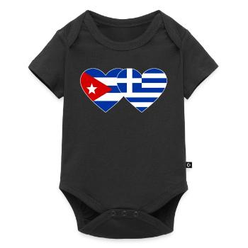 Cuba Greece Flag Heart - Baby Premium short-sleeve bodysuit - black - Front
