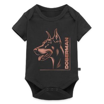Doberman Pinscher, tête de chien, dessin or rose - Body à manches courtes Premium Bébé - noir - Devant
