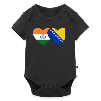 Inde Bosnie drapeau coeur - Body à manches courtes Premium Bébé - noir - Devant