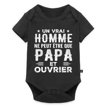 Ein richtiger Mann ist nur ein Vater und ein Arbeiter - Baby Premium Kurzarmbody - Schwarz - Vorne