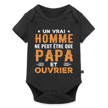 Ein richtiger Mann ist nur ein Vater und ein Arbeiter - Baby Premium Kurzarmbody - Schwarz - Vorne
