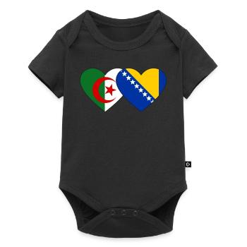 Algérie Bosnie Drapeau Coeur - Body à manches courtes Premium Bébé - noir - Devant