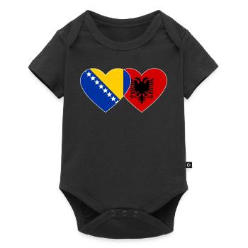 Bosnie Albanie Drapeau Coeur - Body à manches courtes Premium Bébé - noir - Devant