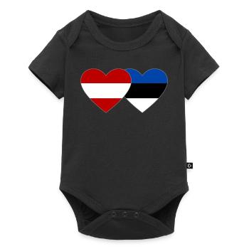 Austria Estonia Flag Heart - Baby Premium short-sleeve bodysuit - black - Front