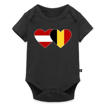 Autriche Belgique Drapeau Coeur - Body à manches courtes Premium Bébé - noir - Devant