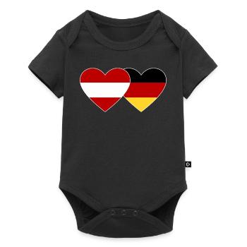 Austria Germany Flag Heart - Baby Premium short-sleeve bodysuit - black - Front