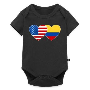 USA Colombia Flag Heart - Baby Premium short-sleeve bodysuit - black - Front
