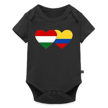 Hungary Colombia Flag Heart - Baby Premium short-sleeve bodysuit - black - Front