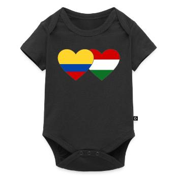 Colombie Hongrie Drapeau Coeur - Body à manches courtes Premium Bébé - noir - Devant